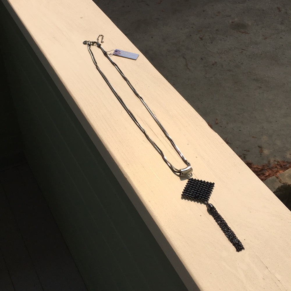 Long Libby Edelman Silver/Black Necklace